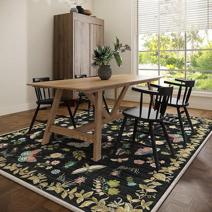Washable Area Rug for Living Room: 8x10 Area Rugs Vintage Rugs Stain Resistant Non Slip Low Pile Lightweight Soft Carpet for Bedroom Kitchen Dining Room Nursery Kids Room Farmhouse Home Office