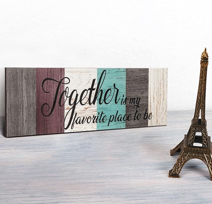 3 Pieces Family Wooden Sign This Is Us Sign Rustic Wooden Family Home Decor Together Hanging Wall Decorations for Living Room Kitchen Bedroom Laundry Bathroom Warming(Dark Brown, Red, Beige, Blue)