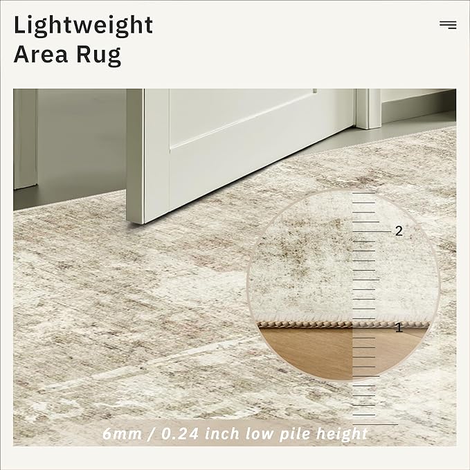 Soalmost Washable Area Rug 8x12, Large Soft Rugs for Living Room Vintage Beige Gray Carpet 8x12 Area Rugs for Bedroom Dining Room Non-Slip Stain Resistant Under Table Rug