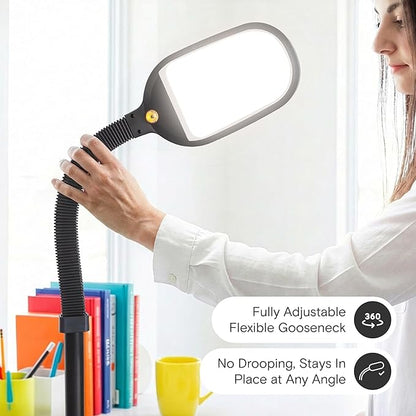 Brightech Litespan - Bright LED Floor Reading Lamp for Over Chair Crafts and Reading, Estheticians' Light for Lash Extensions, Adjustable Standing Lamp for Living Room, Bedroom, Office - Havana Brown