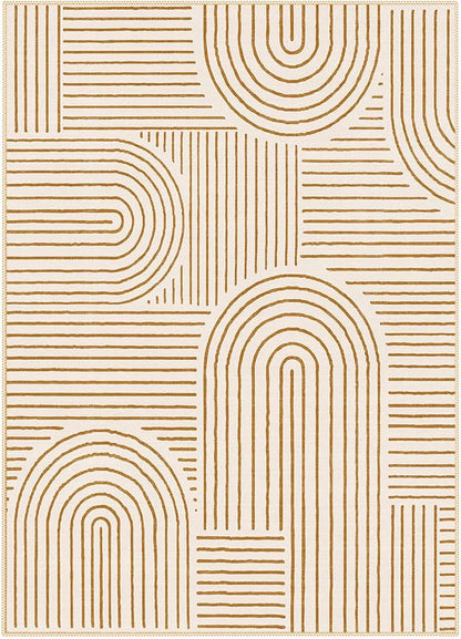 Lahome Abstract 10x14 Area Rugs for Living Room Bedroom, Soft Large Washable Rugs, Ultra-Thin Non-Slip Modern Dining Room Rug Non-Shedding Accent Carpet for Office Darrell, Orange
