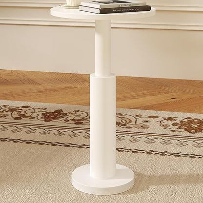 LAATOOREE Small Round Side Tables Set of 2, Drink Tables, Accent Coffee Tables, Pedestal End Tables with Thick Solid Wood Legs for Living Room,Sofa Couch,Small Spaces,Bedroom (2, White)