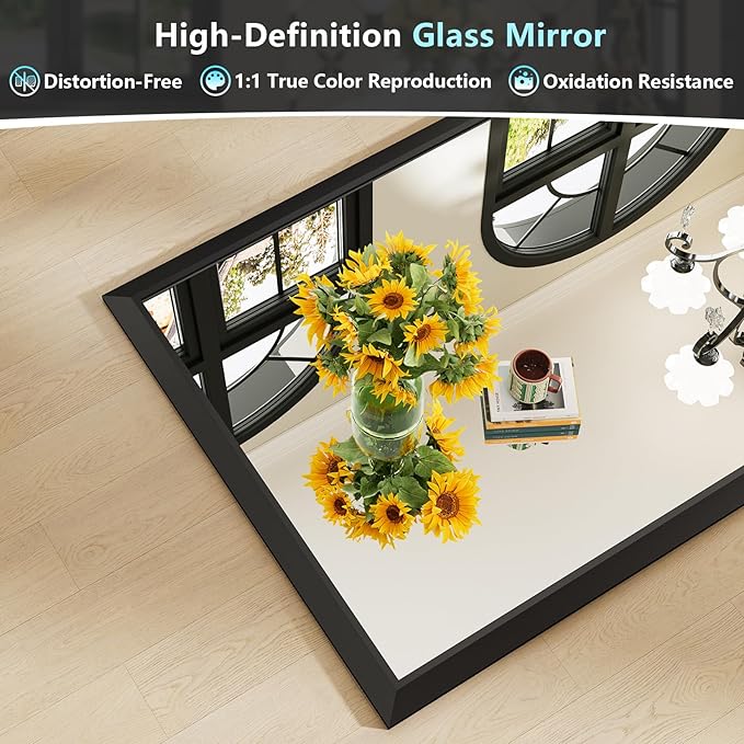 20x30 Inch Black Bathroom Mirror for Wall, Beveled Framed Rectangle Bathroom Vanity Mirrors for Over Sink, Bedroom, Living Room, Entryway, Anti-Rust, HD Tempered Glass, Horizontally/Vertically
