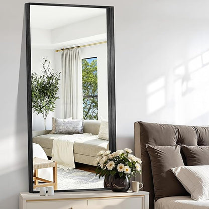 CIRCUMI Black Bathroom Mirror, 24"x48" Rectangular Mirror with Deep Metal Frame, Brushed Finish, Tempered Glass, Large Mirror for Wall, Over 2 Sinks, Installed Vertically/Horizontally, Crystal-Clear