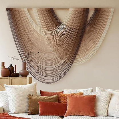 Macrame Wall Hanging Dip-Dye Boho Home Decor Fiber Wall Art Craftsmanship Bedroom Livingroom 57" W x 39" L