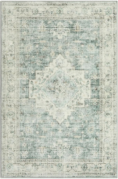LIVEBOX Washable Rug 2x3 Kitchen Mats for Floor Entryway, Non Slip Front Door Mat for Bathroom Hallway, Boho Low-Pile Small Carpet Farmhouse Throw Indoor Rugs for Bath Sink, Sage Green