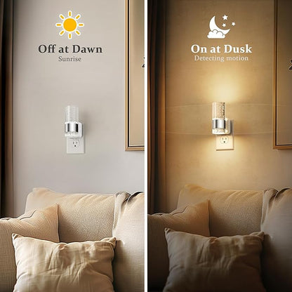 JandCase Night Light, Night Lights Plug into Wall,3000K Warm White LED Nightlight with Adjustable Brightness, Automatic Night Light Plug in with Light Sensor for Bathroom Hallway Room Decor