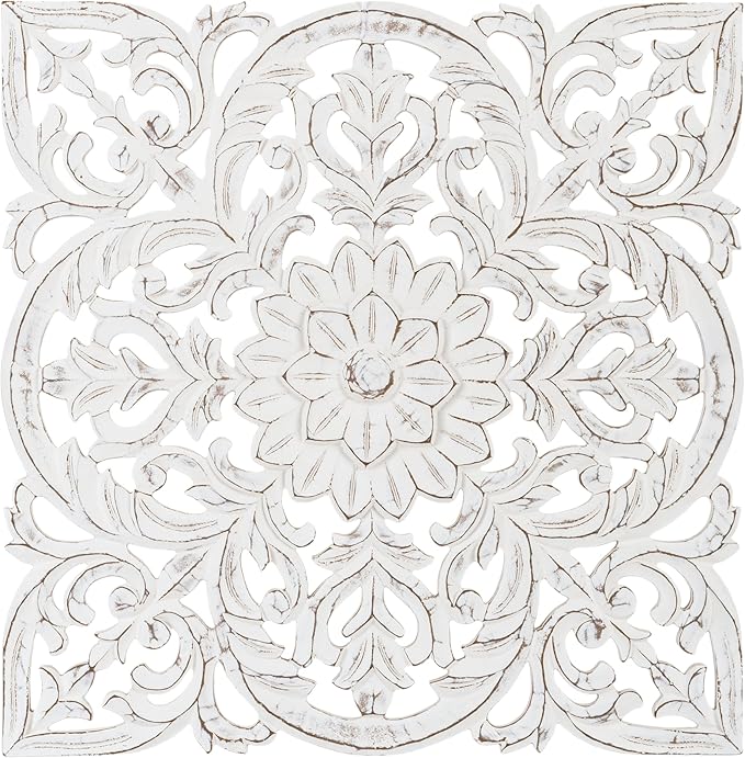 JFY Designs Wall Medallion - Wooden Wall Decor, Hand Carved & Embossed Decorative Wall Sculpture, Boho Farmhouse Wall Art, Perfect for Home, Office or any Living Space