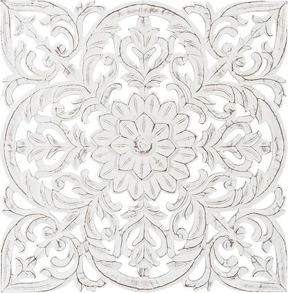 JFY Designs Wall Medallion - Wooden Wall Decor, Hand Carved & Embossed Decorative Wall Sculpture, Boho Farmhouse Wall Art, Perfect for Home, Office or any Living Space