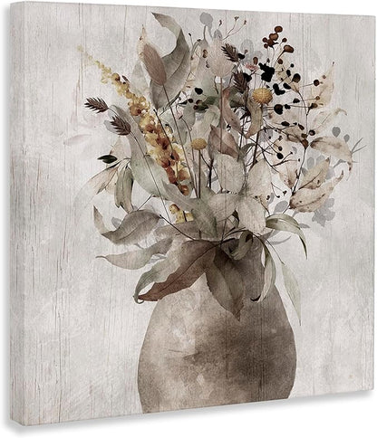 Stupell Industries 'Rustic Country Herb Vase', Canvas Art, 17 x 17 Inches, Easy to Hang and Sturdy, Made in USA, by Val Rhodes