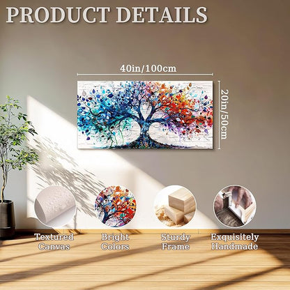SERIMINO Tree of Life Wall Art, Large Wall Art, Nature Wall Decor, Colorful Tree Painting Prints, Abstract Canvas Art Wall Decor, Modern House Decorations Living Room Bedroom Office Hotel Pictures 20"X40"