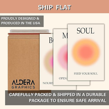 Mind Body Soul Print Positive Aura Posters For Room Aesthetic, Colorful Aura Poster Energy Wall Art Minimalist Print Aesthetic Wall Decor Posters for Bedroom Energy Spiritual 11x17 LAMINATED, No Frame