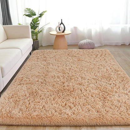 Rug for Living Room Bedroom, 5x7 Area Rugs for Living Room, Ultra Soft Modern Shaggy Carpets Fuzzy Rug for Boys Girls Dorm Nursery Home Decor Aesthetic, Upgrade Non-Slip Durable, Beige