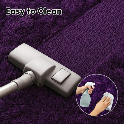 6x9 Rugs for Living Room, Rug for Bedroom,Plush Fluffy Carpet, Non-Slip Upgrade Purple Rug, Suitable for Kids Dorm Home Decor Aesthetics.
