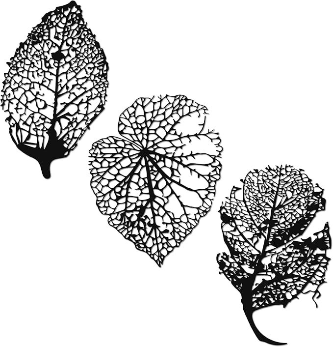 Slickss Metal Leaf Wall Decor, 3 Piece Wall Art with Fall Leaves Design - Fall Wall Decor for Living Room, Bedroom, Hallway, 3D Shadow Effect Set