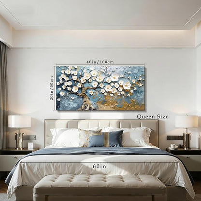 SERIMINO Tree of Life Wall Art, Large Wall Decor, Japanese Wall Art, Modern Abstract Canvas Prints, Plum Bossom Tree Painting, Floral Pictures for Living Room Bedroom Office Home Decoration 20"x40"