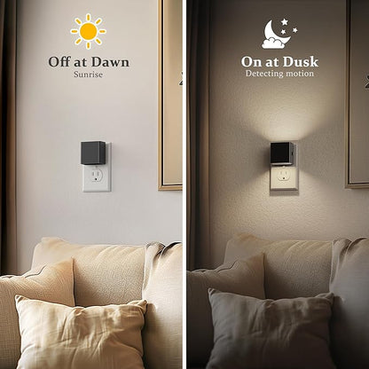 JandCase Night Light, Automatic Night Lights Plug into Wall, 2 Pack Modern Night Lights with Auto Light Sensor, 5000K Brightness Adjustable Nightlight for Kids Bathroom Hallway Kitchen Bedroom Decor