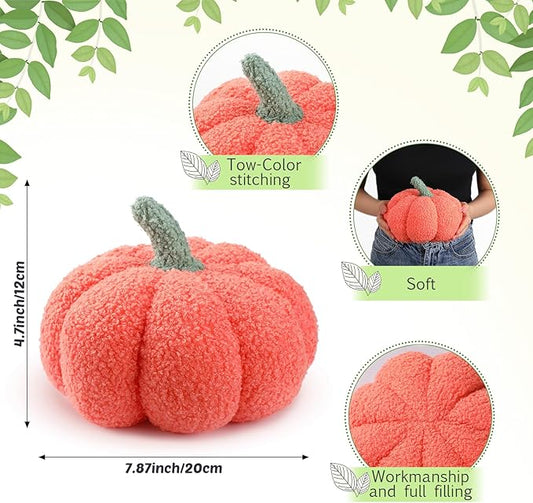 Namalu 3 Pcs Thanksgiving Pumpkin Pillows 3D Throw Cushion Soft Sofa Pillows Stuffed Pumpkin Decoration for Fall Winter Living Room Home Christmas Thank You Gifts(7.87 Inch,Orange)