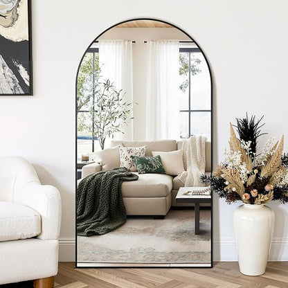 Arched Wall Mirror for Bathroom,Mirrors for Wall,30"x55",Vanity Mirror for Bedroom Dresser, Entryway, Living Room, Metal Frame,Hanging or Leaning Against(Black)