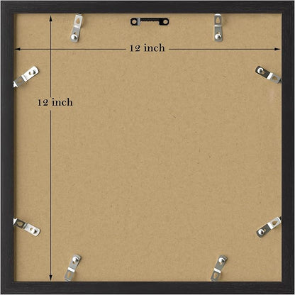 eletecpro 12x12 Picture Frames Set of 9 with Multi Colors Mats for 8x8 Photos or without Mat for 12x12, Square Gallery Wall Decor Collage for Picture Display, Black Frame Set for Wall Hanging