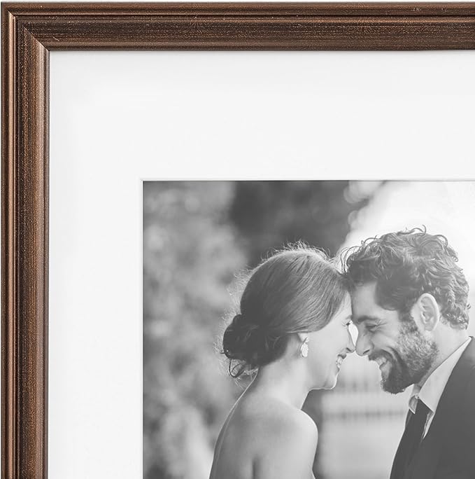 Kate and Laurel Adlynn Rectangle Picture Frame Set of 4; 11 x 14 matted to 8 x 10; Bronze; Vintage Four-Piece Frame Set for Gallery Wall Frame Set in Living Room Wall Decor