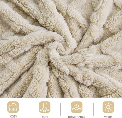 Aganear Blanket Queen Size - Fuzzy Cozy Soft Blanket for Couch, Sofa, Bed, Office, Decorative Present for All Seasons, Portable Throw Blankets for Couch, Sofa, Bed(90"x90", Khaki)