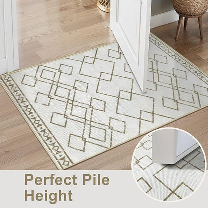 SERISSA 2x3 Washable Small Entry Rug,Soft Non Slip Indoor Boho Throw Rug for Entryway Kitchen Bedroom Dorm Bedside Front Door,Moroccan Geometric Carpet