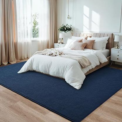 Rugs for Living Room Bedroom, 6x9 ft Navy Blue Area Rug, Washable Memory Foam Indoor Carpet, Modern Aesthetic Minimalist Non-Slip Carpets for Boys Girls Adults Home Decor