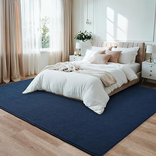 Rugs for Bedroom Living Room, 5x7 ft Navy Blue Area Rug, Washable Memory Foam Indoor Carpet, Modern Aesthetic Minimalist Non-Slip Carpets for Boys Girls Adults Home Decor