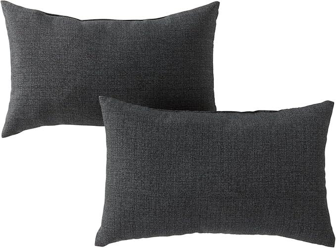 Set of 2 Outdoor Throw Pillows 19 x 12 Inch – Reversible Rectangle Patio Accent Pillows – Weather-Resistant Polyester Fabric – Eco-Friendly Recycled Polyfiber Fill – Carbon