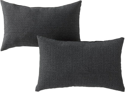 Set of 2 Outdoor Throw Pillows 19 x 12 Inch – Reversible Rectangle Patio Accent Pillows – Weather-Resistant Polyester Fabric – Eco-Friendly Recycled Polyfiber Fill – Carbon