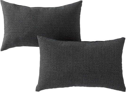 Set of 2 Outdoor Throw Pillows 19 x 12 Inch – Reversible Rectangle Patio Accent Pillows – Weather-Resistant Polyester Fabric – Eco-Friendly Recycled Polyfiber Fill – Carbon