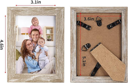 Giftgarden 12 Pack 3.5x5 Picture Frame Distressed White Beige, Rustic 3.5 by 5 Photo Frames Bulk for Desktop Display or Wall Mount