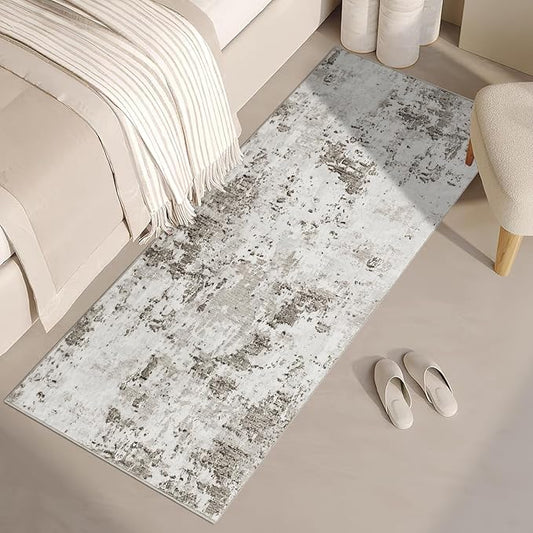 ROYHOME Modern Abstract Runner Rug 2x5 Washable Non Slip Stain Resistant Rug for Bedroom Living Room Non Shedding Low Pile Indoor Floor Cover,Taupe/Beige