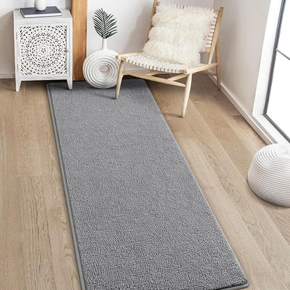 Gifeas Ultra Soft Modern Runner Rugs for Living Room Bedroom, 2x6 Feet Grey Thickened Memory Foam Indoor Solid Minimalist Carpets, Non-Slip Comfy Area Rug for Boys Girls Nursery Room Home Decor