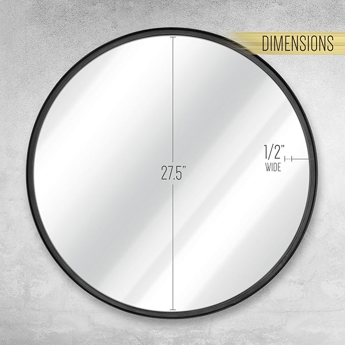 HBCY Creations Large Round Mirror, Black 30 inch Wall Mirror for Entryway, Bathroom, Living Room and More, Modern Minimalist Mirror for Both Rustic and Boho Design and Decor