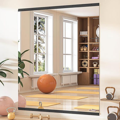 Hasipu Home Gym Mirror, 2 PCS 71x31 Inch Frameless Tempered Glass Workout Mirrors Full Body Mirror for Wall Mount Ideal for Yoga Workout Bedroom Dance Studio Garage