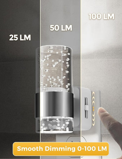 L LOHAS LED Night Light, Plug in Night Light with Auto Light Sensor[2-Pack], Brightness Adjustable with Daylight White 5000K, Wall Sconce-Style Design Nightlight for Bathroom, Hallway, Enterway