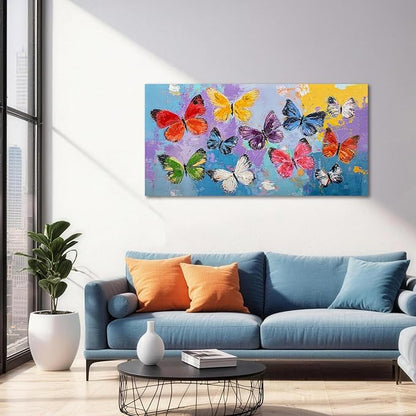 Enartly Butterfly Canvas Wall Art for Living Room, Textured Colorful Butterfly Artwork Paintings, Modern Wall Decor for Home Bedroom Garden Farmhouse Decor, 40"x20"