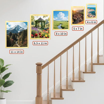 5x7 Picture Frames 8 Pack, Gold Frames for Wall or Tabletop Display, Photo Frame Collage with HD Plexiglass for Home Office Wall Decor, Display Pictures 4x6 with Mat or 5x7 Without Mat
