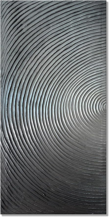 Slyart Handmade Modern Abstract Painting 3D Heavy Textured Canvas Wall Art 20x40 Inches Minimalism Silver Artwork Vertical Painting on Canvas Gradient Color Wall Decor
