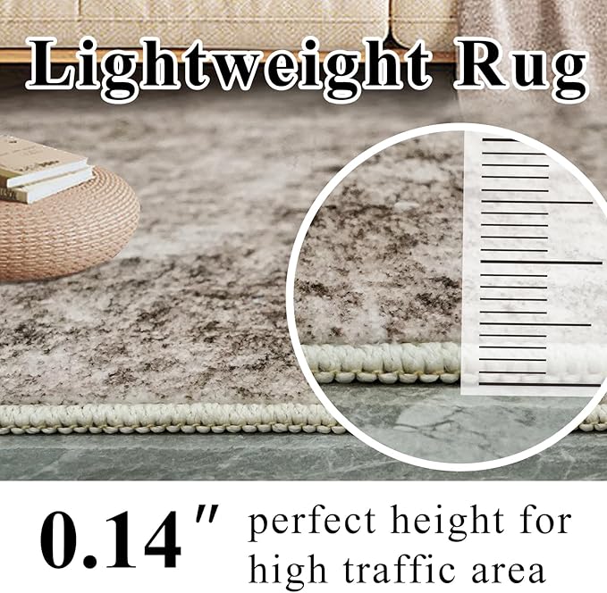 3x5 Living Room Area Rug - Modern Abstract Washable Bedroom Rugs with Non Slip Rubber Backing Indoor Low Pile Carpet for Office Nursery Soft Ultra Thin Home Decor Floor Mat for Bathroom 3x5 Brown