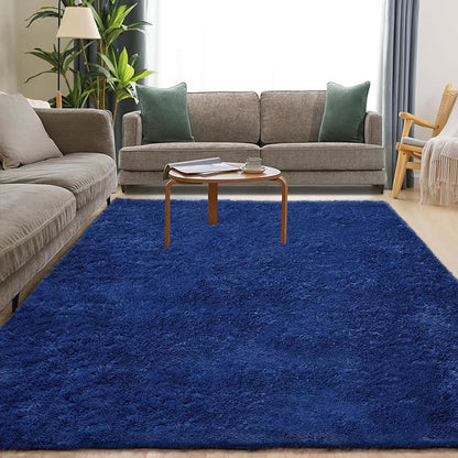 Puremy Soft 5x7 Blue Rug, Fluffy Area Rugs for Living Room, Plush Navy Area Rugs for Bedroom, Non-Slip Indoor Carpet for Nursery, Study Room, Kids Room, Room Decor