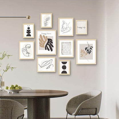 ArtbyHannah Neutral Gallery Wall Frames Set of 10 with Decorative Minimalist Art Prints and Picture Frame Set Wall Art Decor for Modern Home Decoration, Assorted Size 6x8 x4, 8x10 x4, 11x14 x2