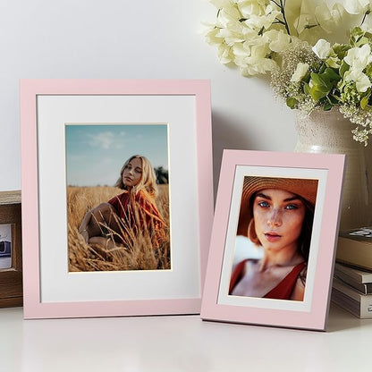eletecpro 5x7 Picture Frames Set of 10, Picture Frame Collage Wall Decor Display 4x6 Photo with Mat or 5x7 without Mat, Home Decor Gallery Frame for Table Top or Wall Mounting, Pink