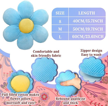 Sratte 3 Pcs Flower Pillows Flower Shaped Throw Pillows Cute Daisy Plush Pillow Decorative Floor Pillow Seat Cushion for Bedroom Home Sofa Chair Couch Decor(Multicolored,16")