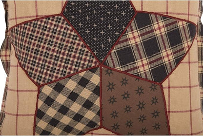VHC Brands, Bingham Star, Cotton, 10x10, Star Patch Pillow, Black