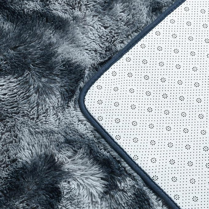 Deerhoo Large Shag Area Rugs 9 x 12, Tie-Dyed Plush Fuzzy Rugs for Living Room, Ultra Soft Fluffy Furry Rug for Bedroom, Indoor Carpet Nursery Rugs for Kids Room Home Decor, Blue and Grey