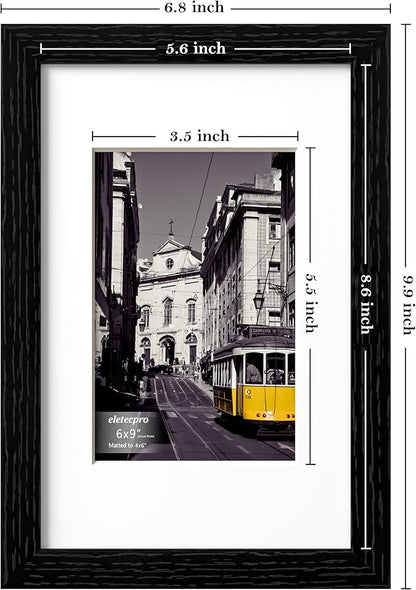 eletecpro 6x9 Picture Frames Set of 10, Picture Frame Collage Wall Decor Display 4x6 Photo with Mat or 6x9 without Mat, Home Decor Gallery Wall Frame for Wall Mounting, Black