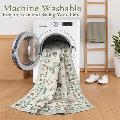 Lahome Insect Kitchen Runner Rugs Non Skid Washable, 2x6 Soft Washable Runner Non Slip, Ultra-Thin Hallway Rug Stain Resistant Carpet for ‎Laundry Bathroom Bedroom Vionnet(2x6ft,Beige)